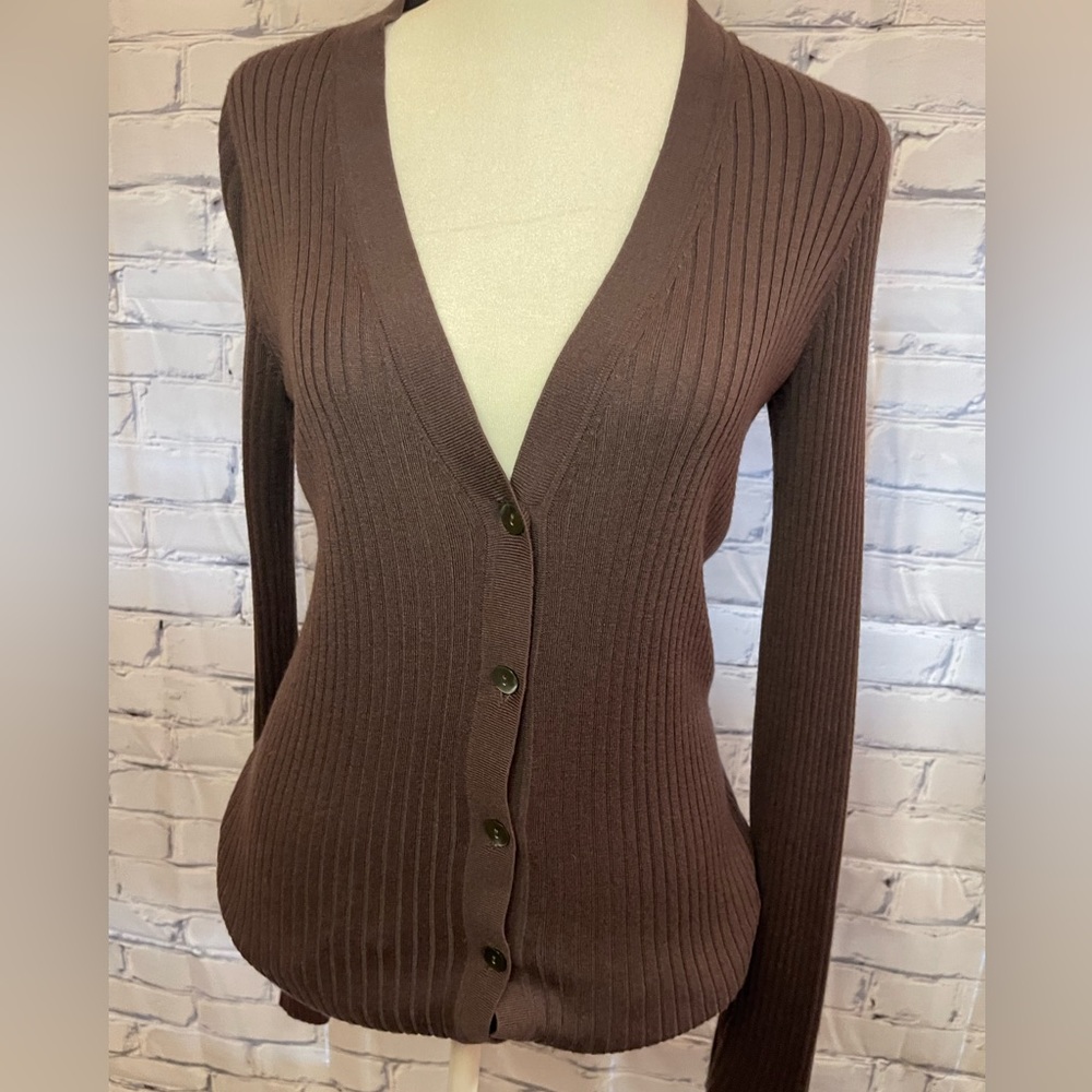Vince 6 button brown cardigan size M rayon cashmere blend